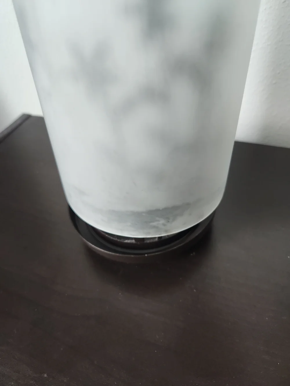 Pier 1 Frosted White Glass Candle Holder with Dark Base